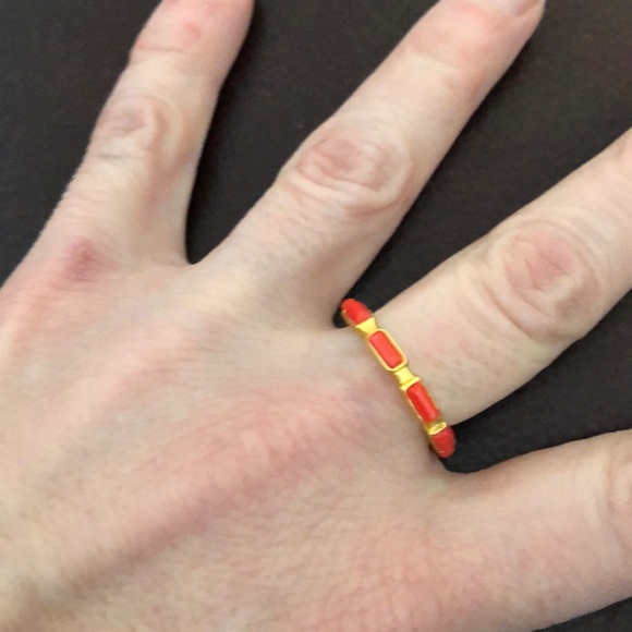 Gold tone multilayer ring with with colored stone - Picture 3 of 8